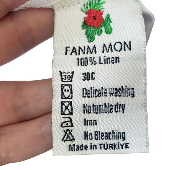 NEW Fanm Mon Giamba White Dress Embroidered Hem Tulle Puff Sleeve XXS - Picture 6 of 13